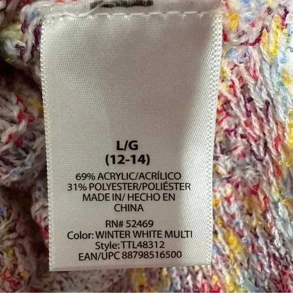 Time And True Cable  Knit Sweater V-Neck White/Multicoloured Size Large - Picture 11 of 16